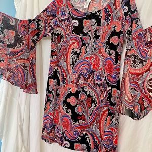 MSK Women Sheer Bell Sleeve Dress